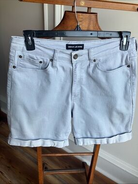 DKNY Light Gray Rolled-Hem Denim Shorts